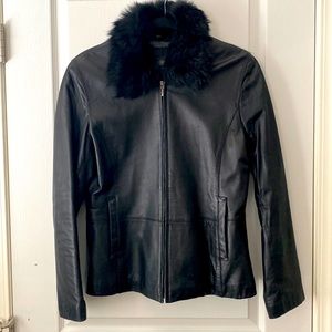 Wilson's butter leather jacket w/ removable fur collar